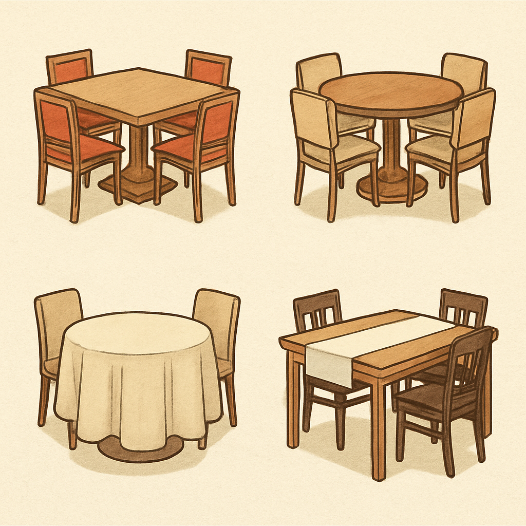 A clean, wide-angle shot of a modern cafeteria with stackable, molded plastic chairs neatly pushed under laminate tables.png